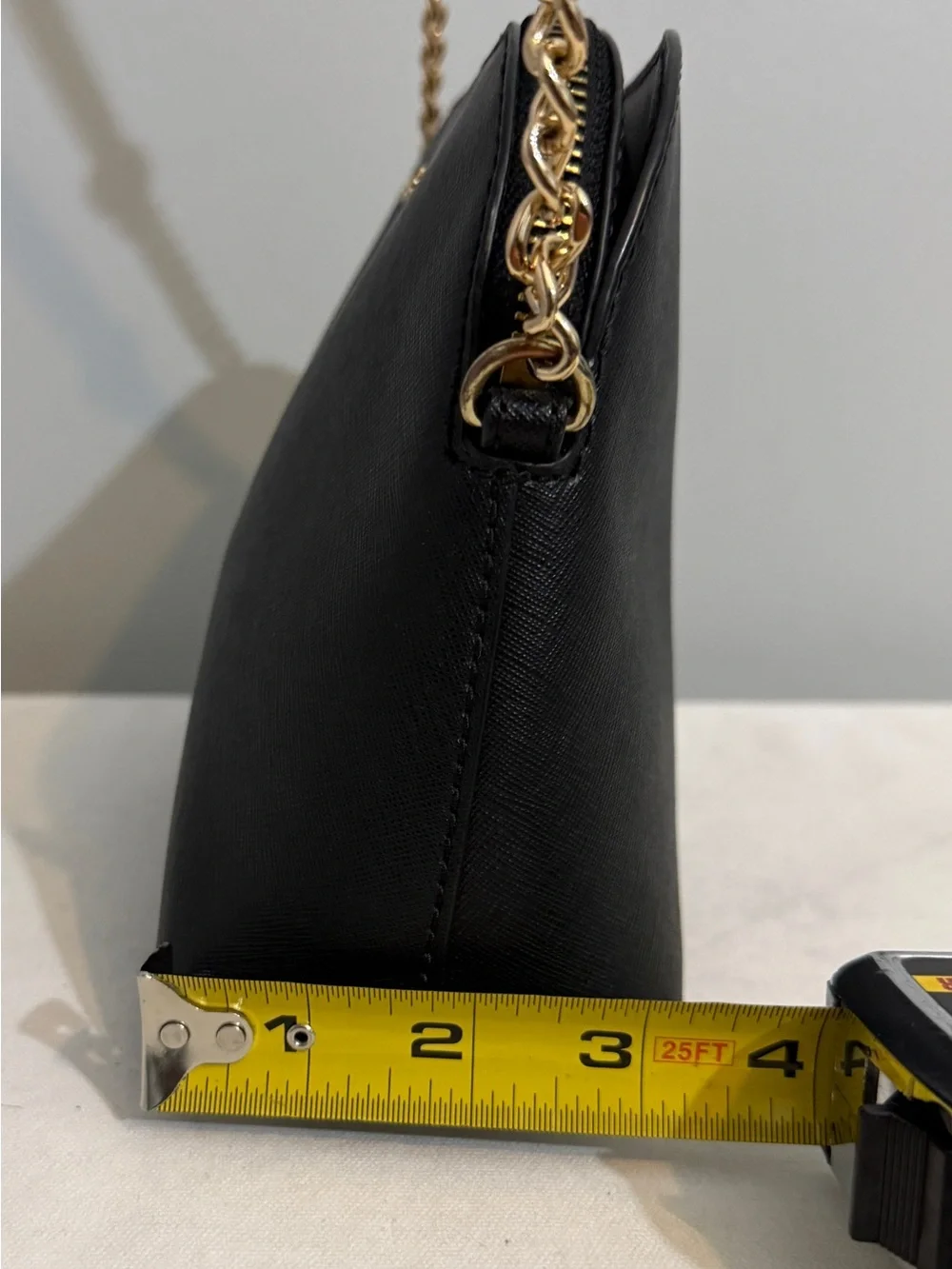 Michael Kors Black Saffiano Leather Dome Crossbody with Gold Hardware